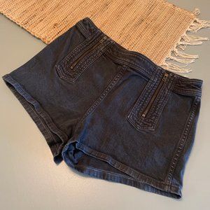 Free People black denim shorts